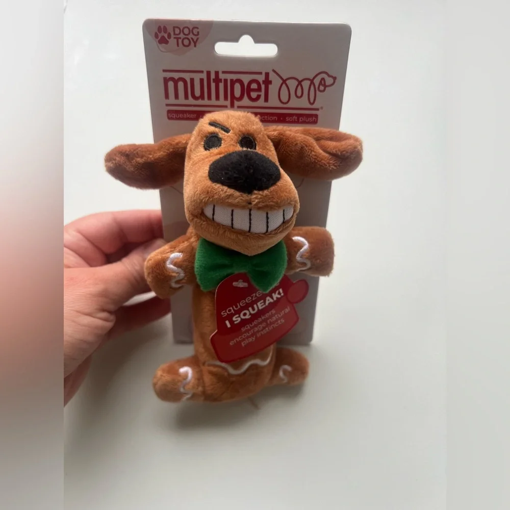Multipet Brown Dog Toy with Green Bow